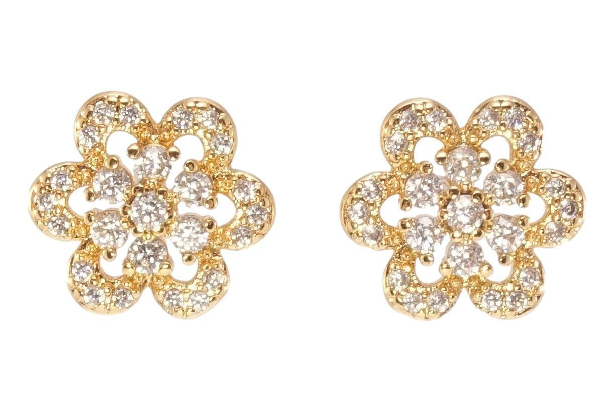

Серьги Xuping Позолота 18K гвоздики (пусеты) "Цветочки с цирконием"