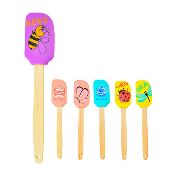 

Лопатка кухонная силикон усиленная с деревянной ручкой,цв.принт 29x5x1см