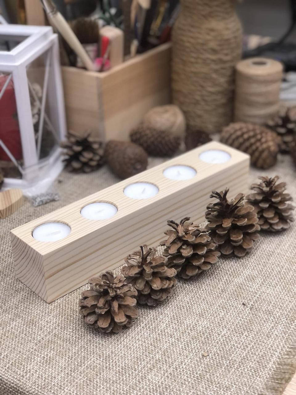 

Подсвечник на 5 чайных свечей из сосны
