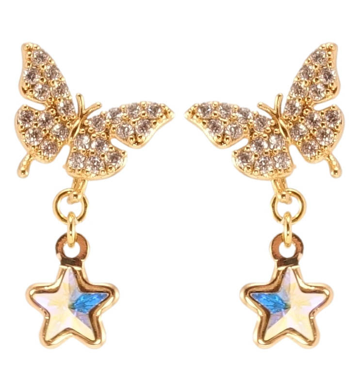 

Серьги Xuping JEAN GOUJON Позолота 18K гвоздики (пусеты) "Бабочки с звездными подвесками"