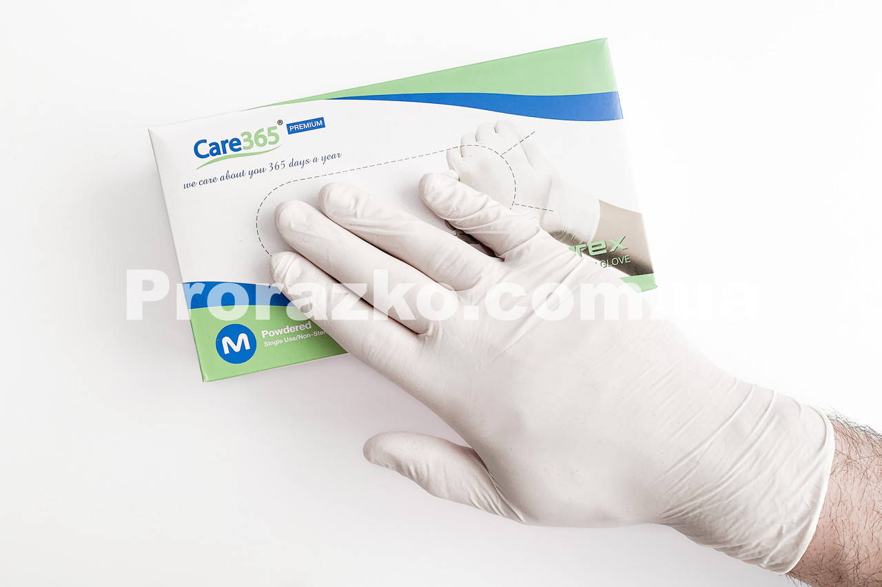 

Латексные перчатки опудрени Care 365 Premium, М (7-8), белые, 100 шт, Белый