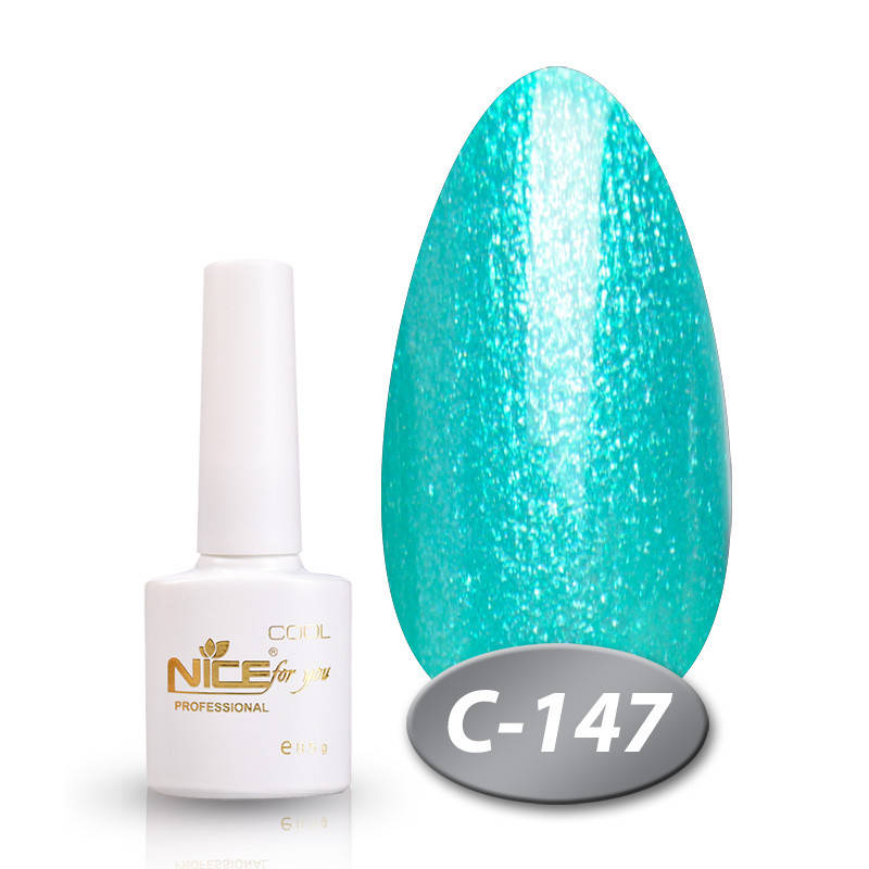 

Гель-лак Nice for you Cool C-147 бирюза с глиттером 8,5 мл