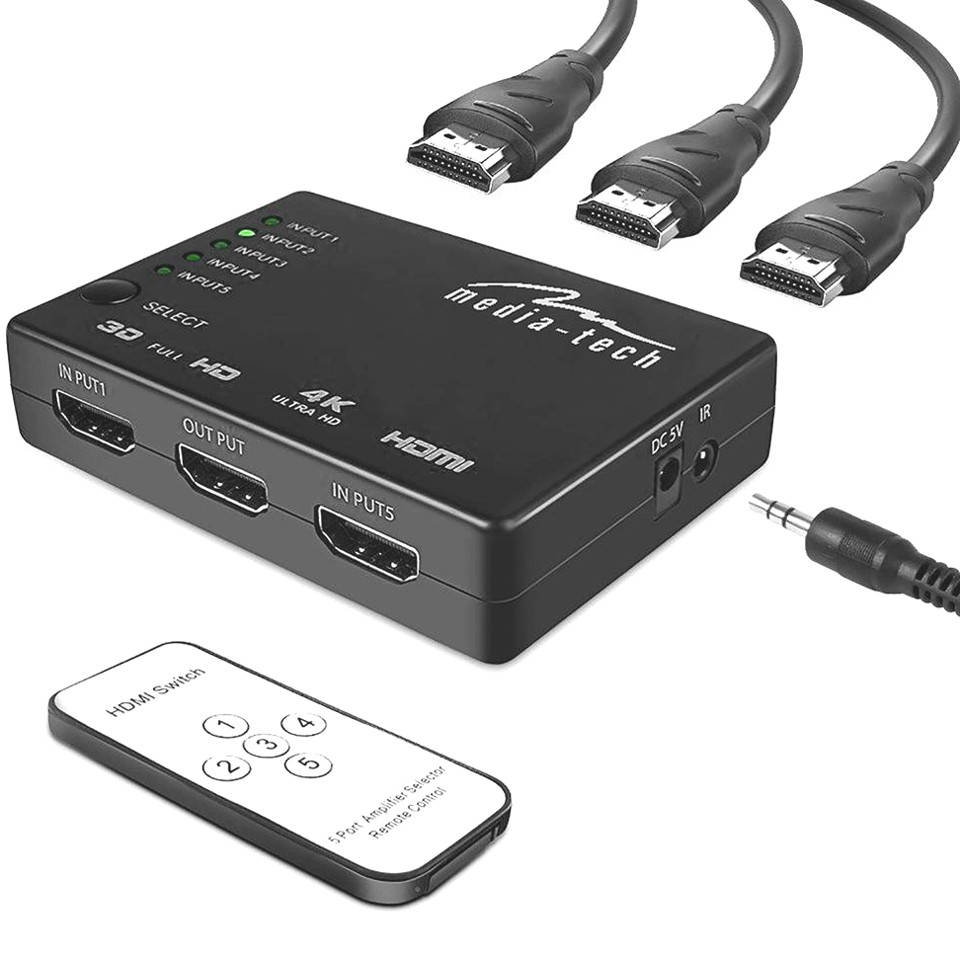 

HDMI Switch 1х5 Коммутатор Видео сигнала Свитч с пультом управления HS55, Черный
