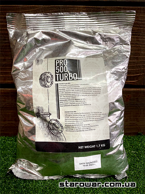 

Дрожжи PRO500 Turbo Mix, 1,7 kg, 500 л.