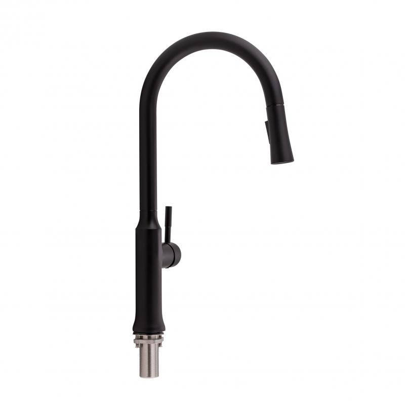 

Кухонный смеситель Qtap Baruska 9137103UB с выдвижным изливом, Черный