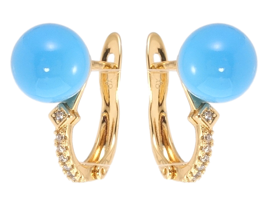 

Серьги Xuping Позолота 18K английский замок "Инкрустация цирконием с голубыми шариками"