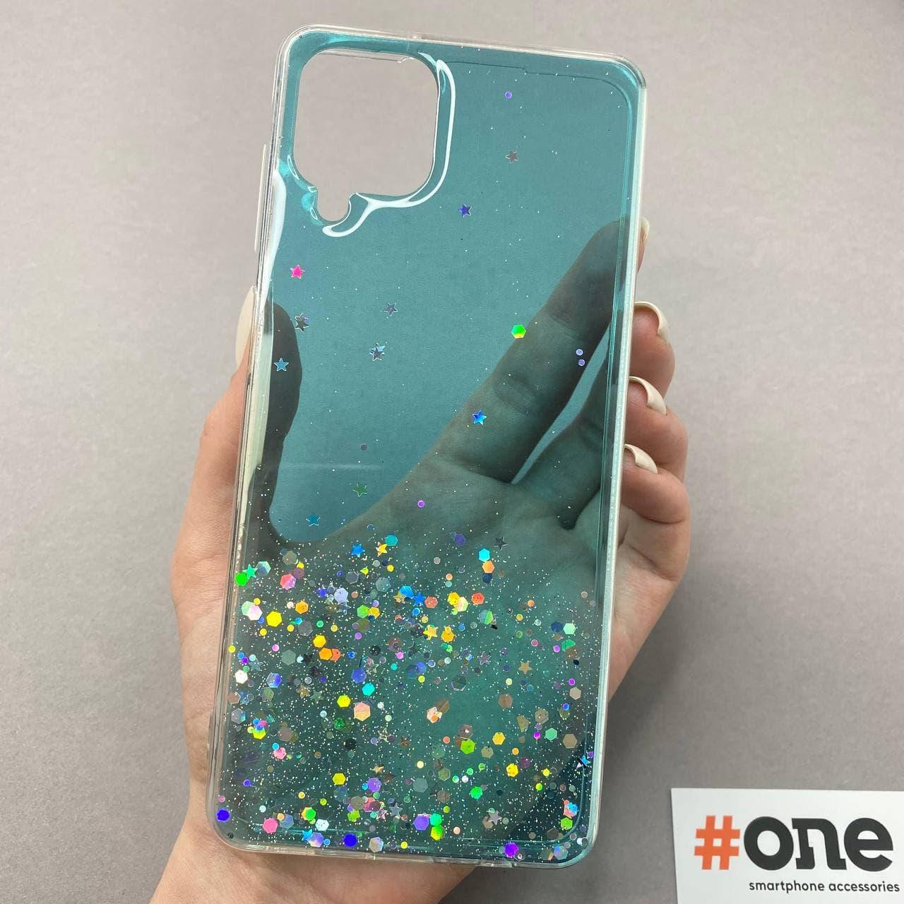 

Чехол для Samsung Galaxy A12 накладка блестящая со звездочками чехол на телефон самсунг а12 бирюзовый R5U
