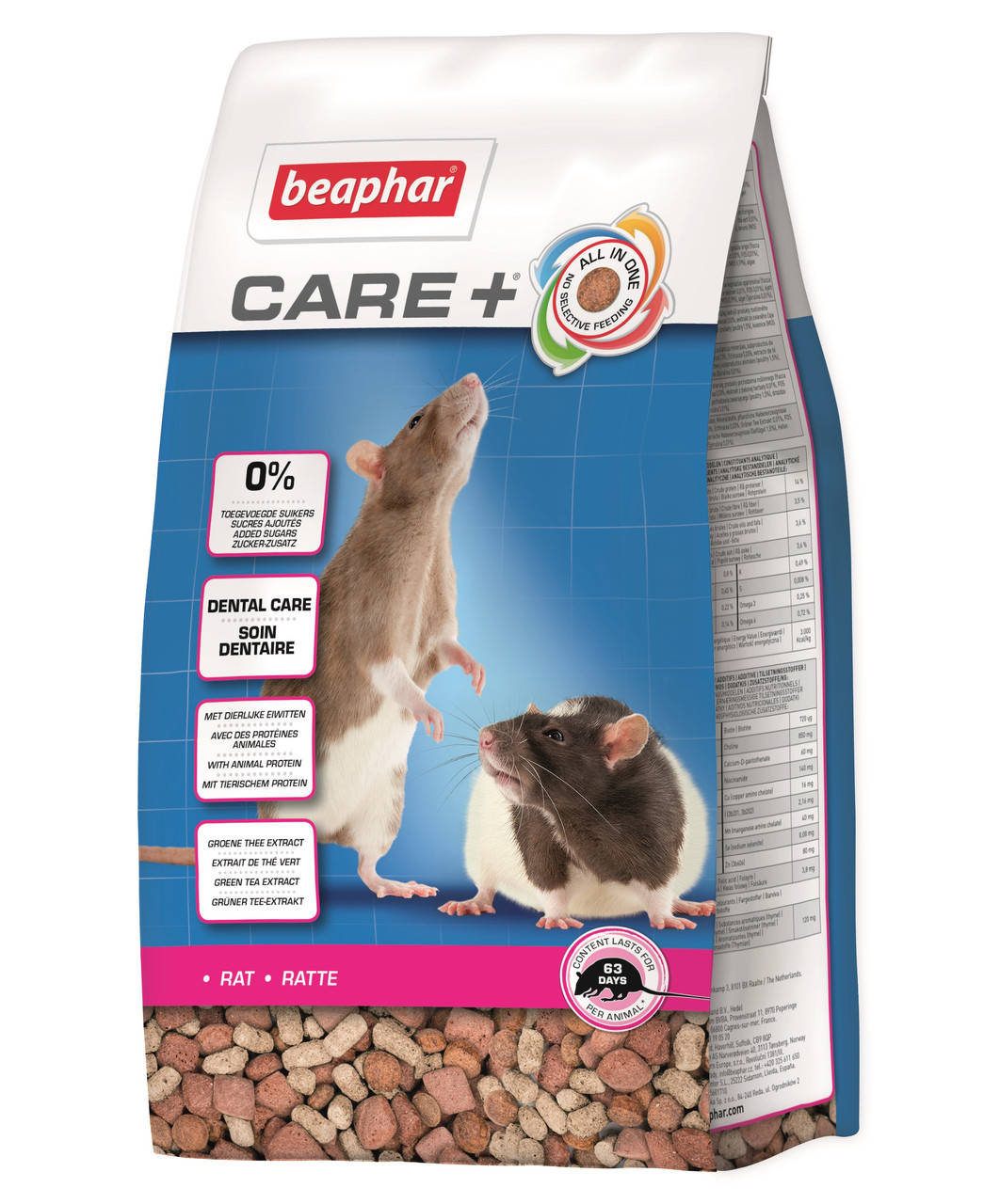 

Полноценный корм супер-премиум класса для крыс CARE+ Rat, 1,5 кг.