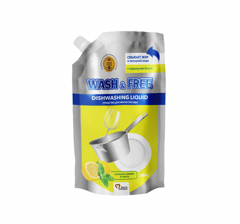 

Средство для мытья посуды "Wash&Free" лимон и мята 500г (DOYPACK)