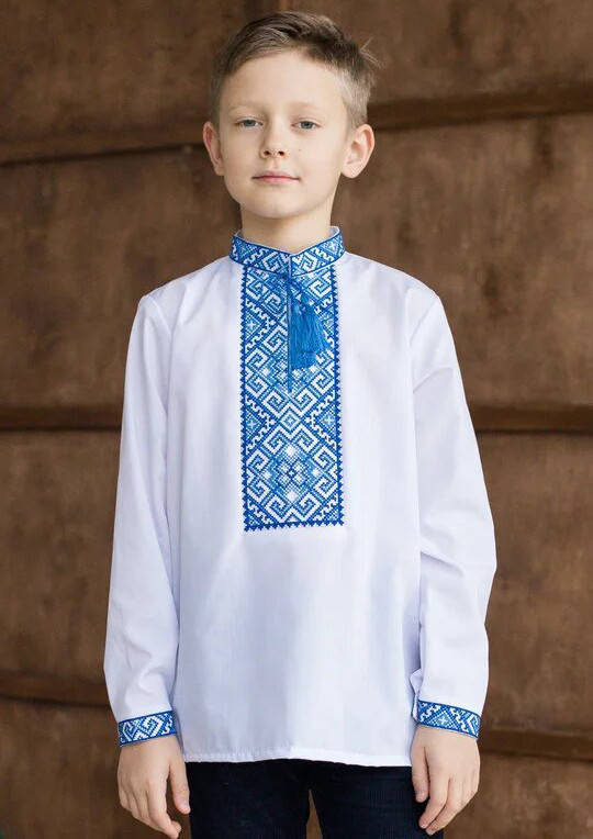 

Вишиванка підліткова хлопчача з синьою вишивкою 170