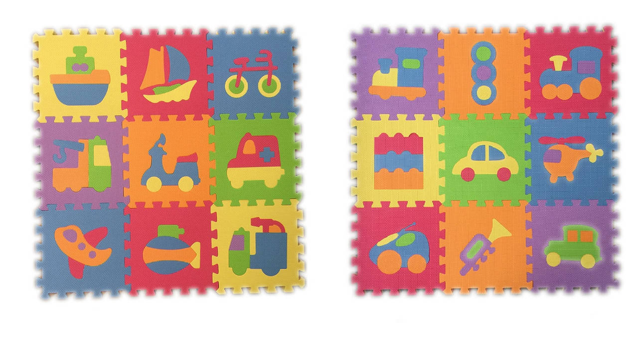 

Коврик пазл HKC012/027 (24шт) транспорт, 2 вида 9 деталей 30*30 см в пленке