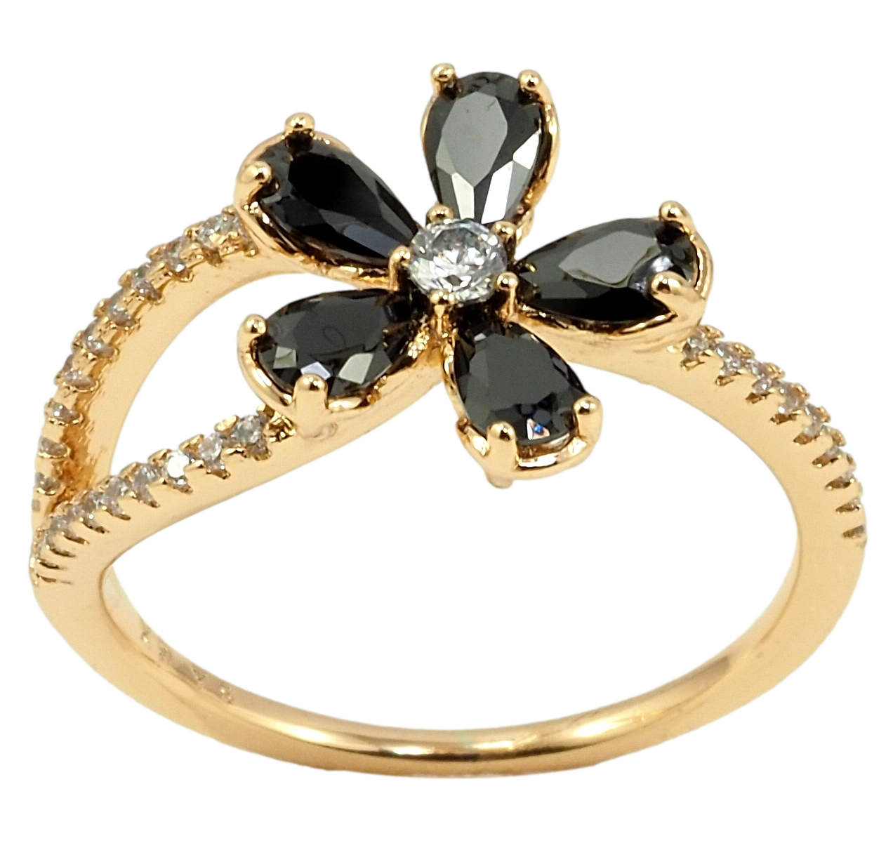 

Кольцо Xuping Позолота 18K "Цветок из черных фианитов" р.17,17.5,18.5