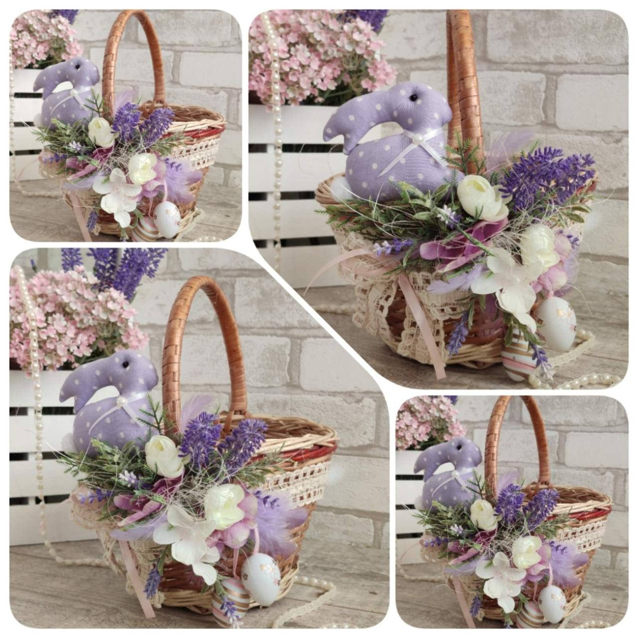 

Пасхальная корзина с кроликом детская, Н с ручкой 25 см, 380 грн, пасхальный декор.