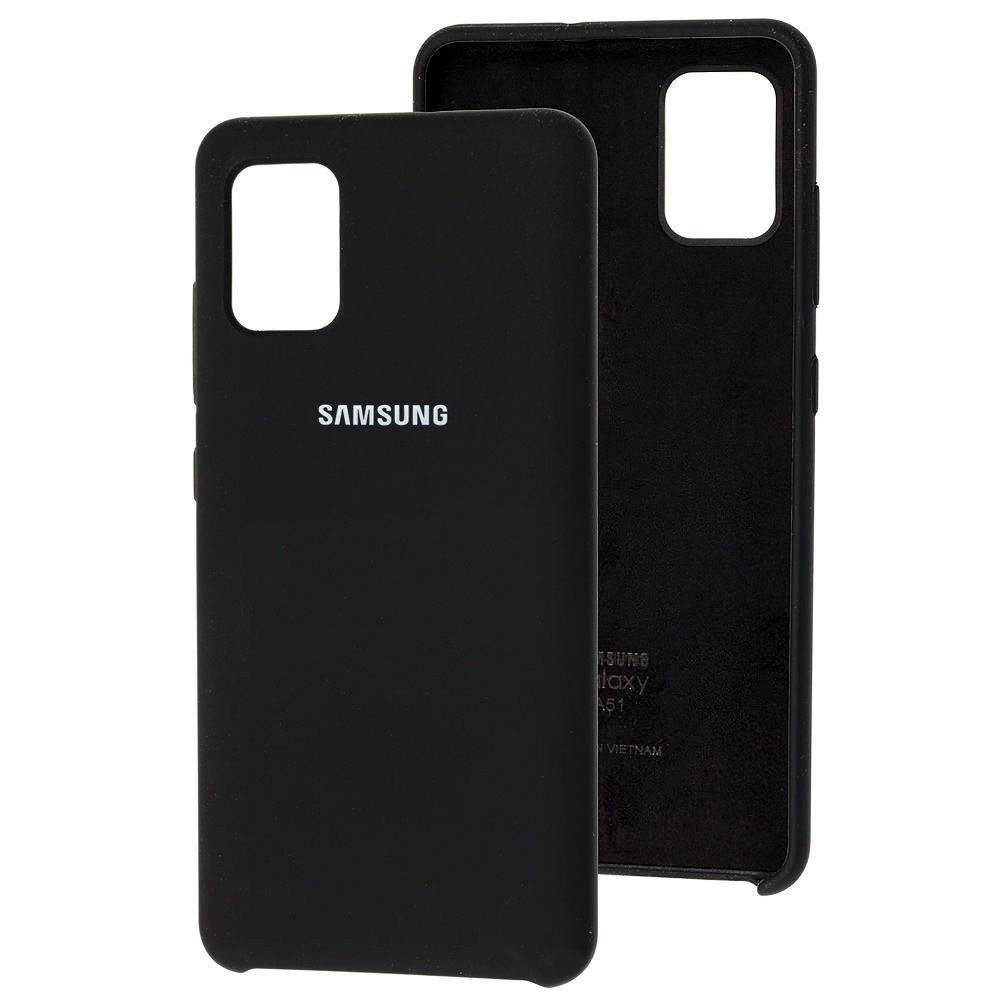 

Силиконовый чехол с микрофиброй для Samsung Galaxy A51 черный матовый софт тач