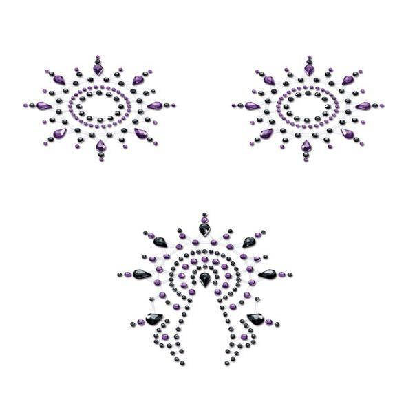 

Прикраса на груди і вульву з кристалів Petits Joujoux Gloria set of 3 - Black / Purple