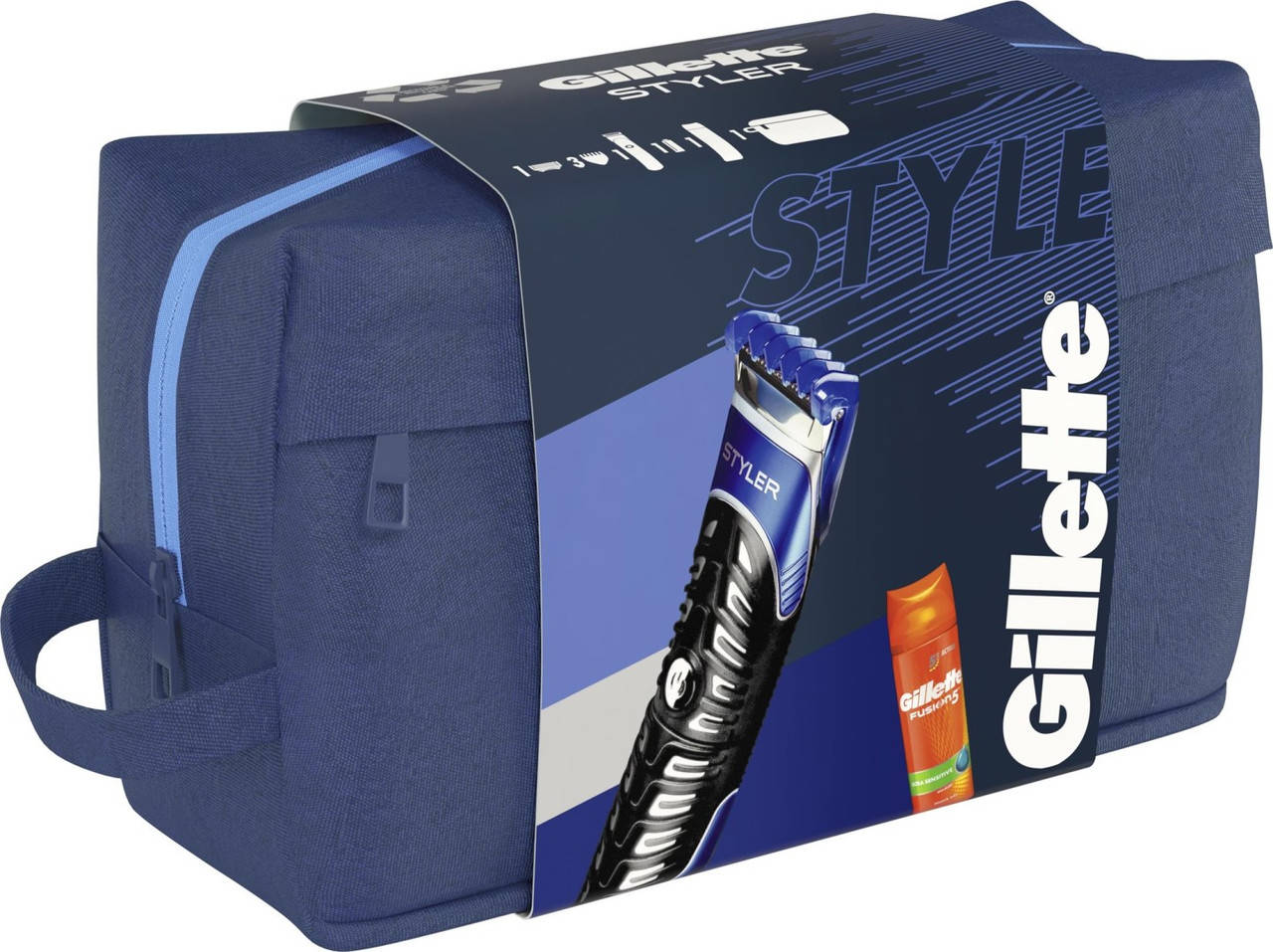 

Набор Gillette STYLER косметичка (станок (1) + 3 насадки + гель 200 мл)