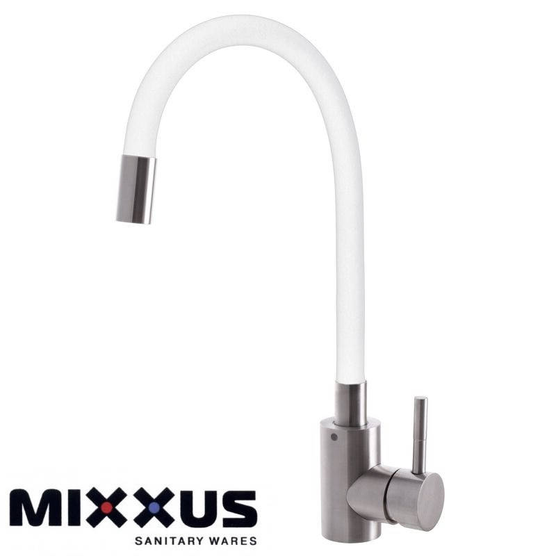 

Смеситель для кухни с гибким изливом Mixxus SUS 011 белый