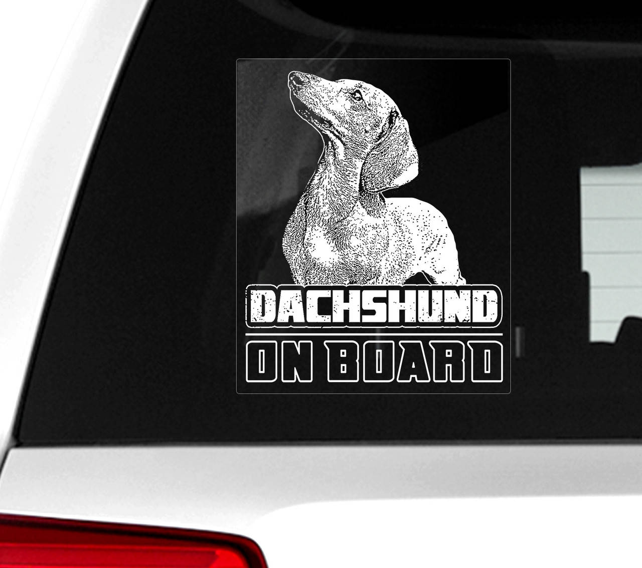 

Автомобильная наклейка Такса гладкошерстная на борту (Dachshund On Board), Белый