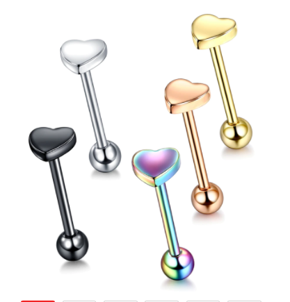 

Штанга серьга в язык сердце сталь