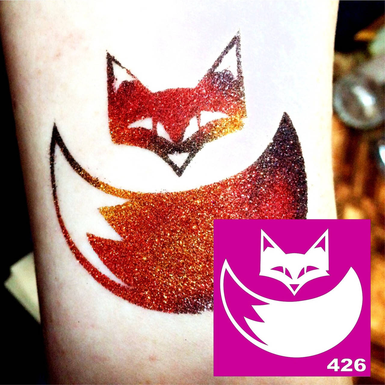 

Трафарет лиса для био-тату хной, блеск тату Boni Kasel