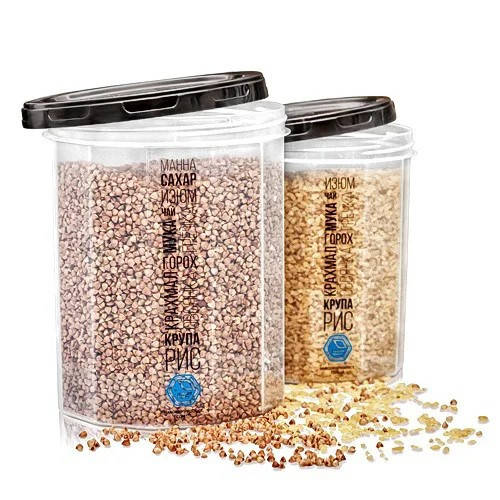 

Набор ёмкостей для сыпучих продуктов — объём 1 л + 1.5 л, Прозрачный