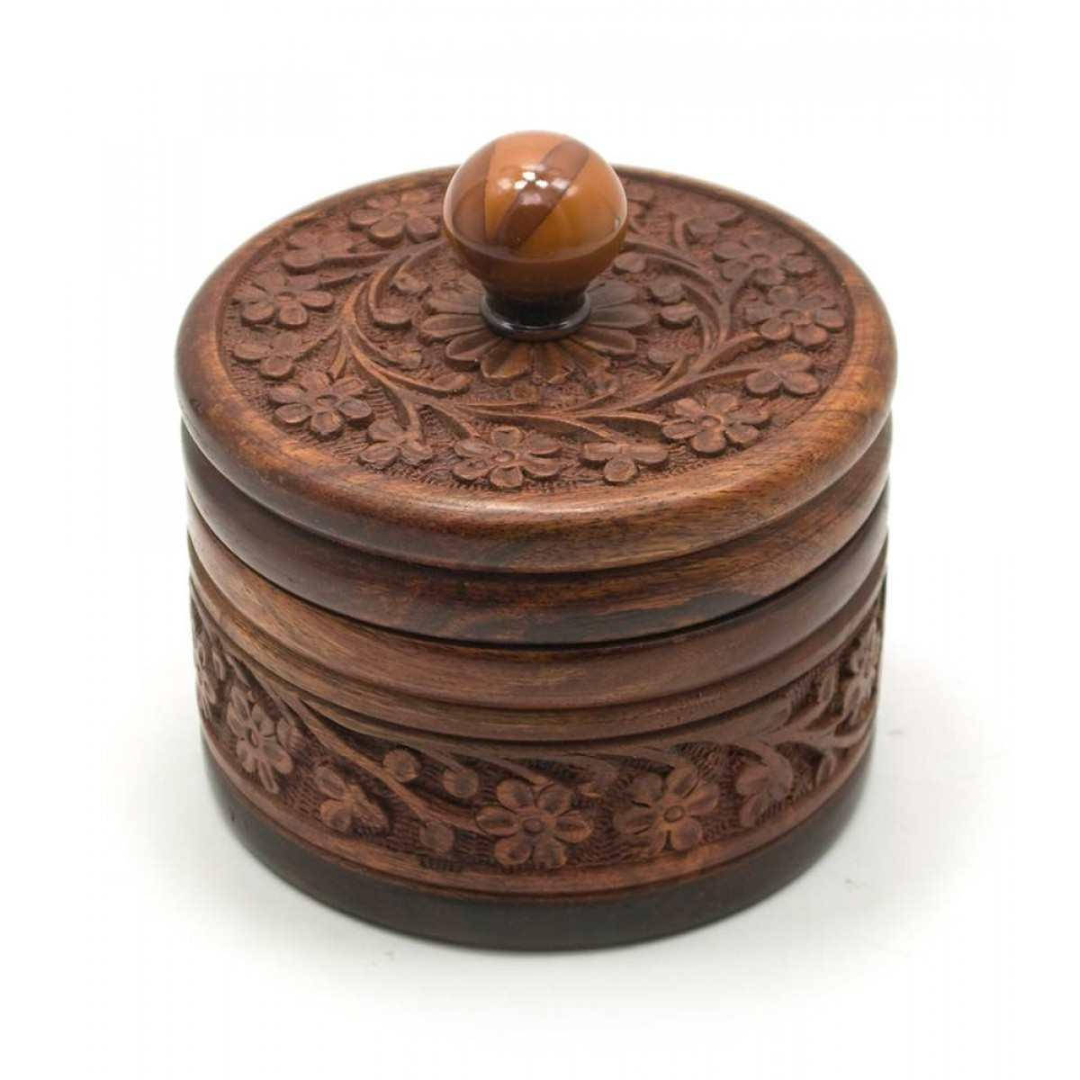 

Шкатулка круглая из розового дерева (d-10,h-8,5 см)(4), Коричневый