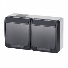 

Розетка 2-на, з кришкою, антрацит, IP44 HERMES