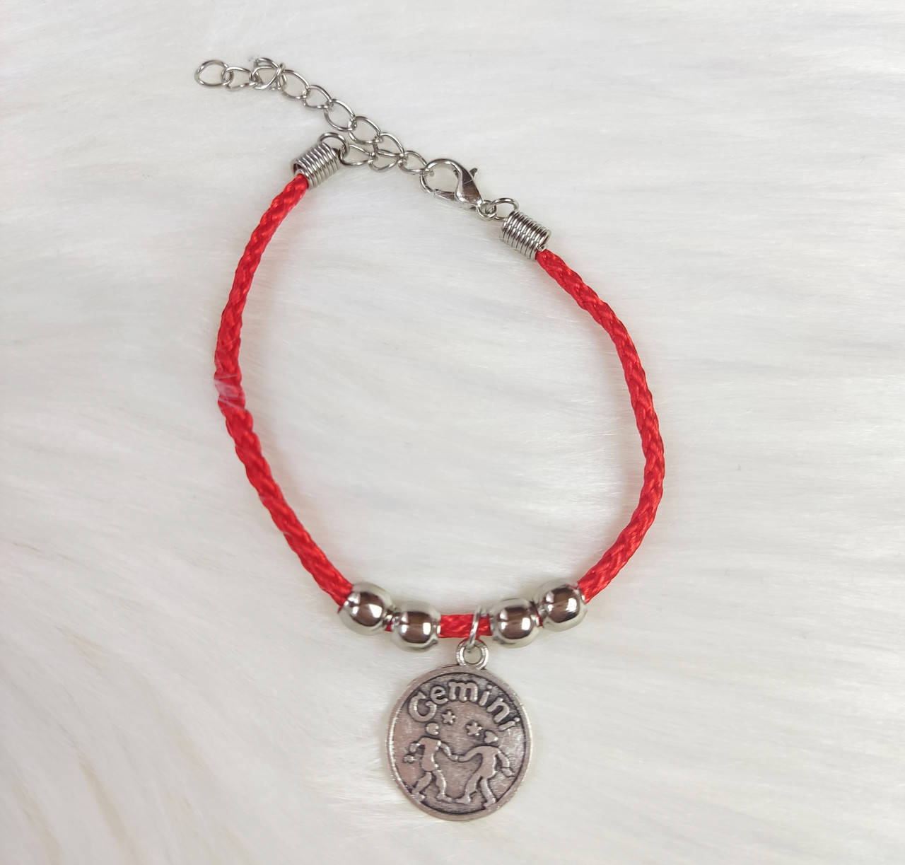

Браслет красный Красная нить Знаки зодиака Близнецы Finding Античное серебро