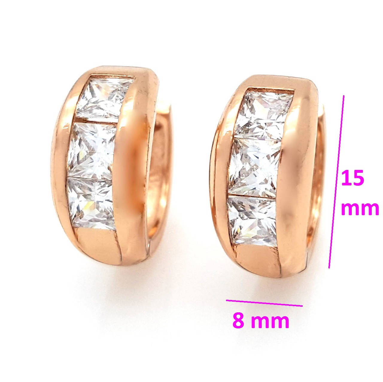 

Серьги медсплав, Три Кубических камешки, 14К