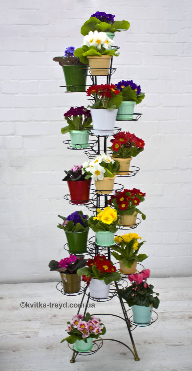 

Напольная Металлическая Подставка для Цветов на 22 Горшка "Фиалка"