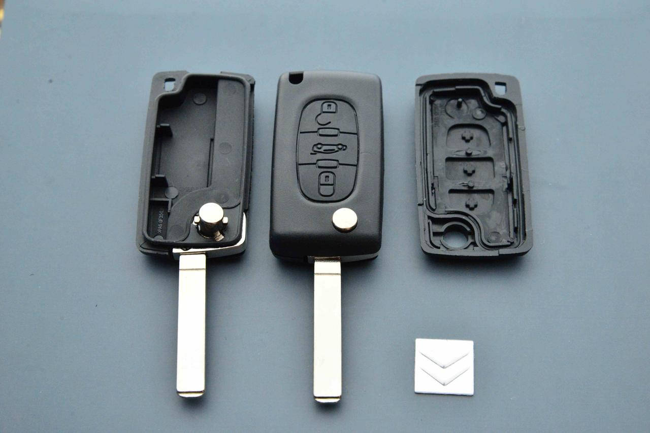 

Корпус выкидного ключа для Citroen C1, C2, С3, С4, Jumpy (Ситроен Джампи) 3 - кнопки, батарейка на плате