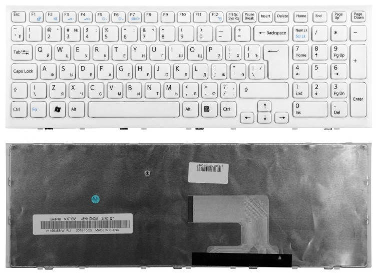 

Клавиатура Sony Vaio VPCEH белая с рамкой, Черный