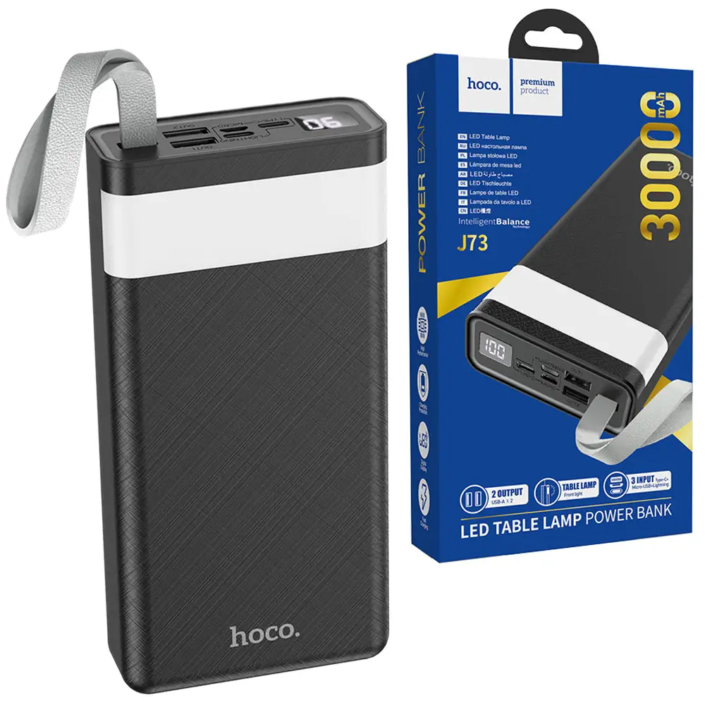 

Внешний аккумулятор Power Bank Hoco J73 Powerful desk lamp 30000 mAh с фонариком