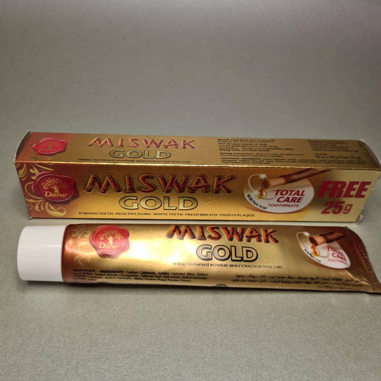 

Натуральная зубная паста Мишвак, мисвак, Золотой Мишвак Дабур, Miswak Gold Dabur, 75 грамм, Египет