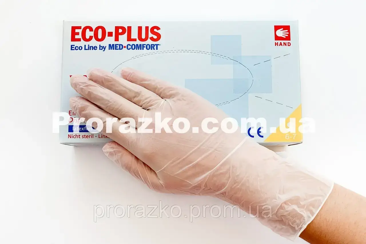 

Виниловые перчатки Ampri ECO PLUS,  (6-7), прозрачные, 100 шт, Прозрачный