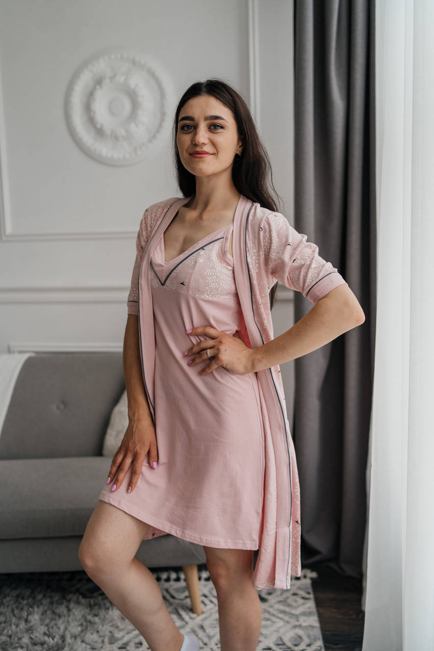 

Нічна сорочка з халатиком Miss Victoria L, Розовый