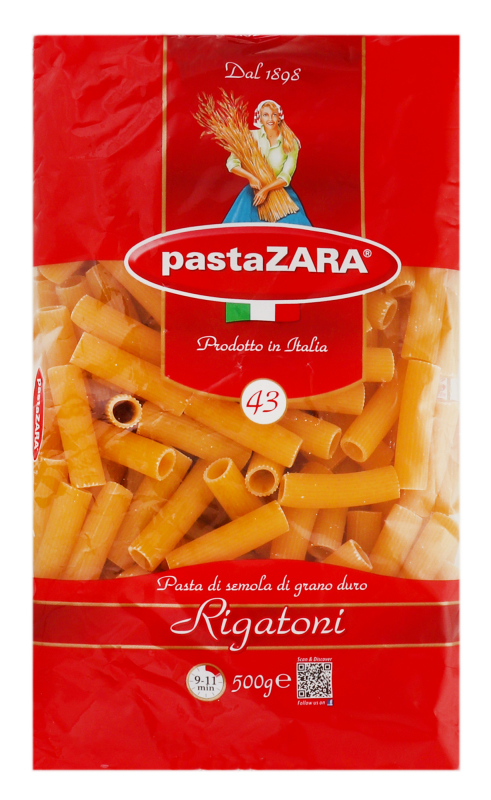 

Pasta ZARA Rigatoni №43 Трубы рифленные 500г.