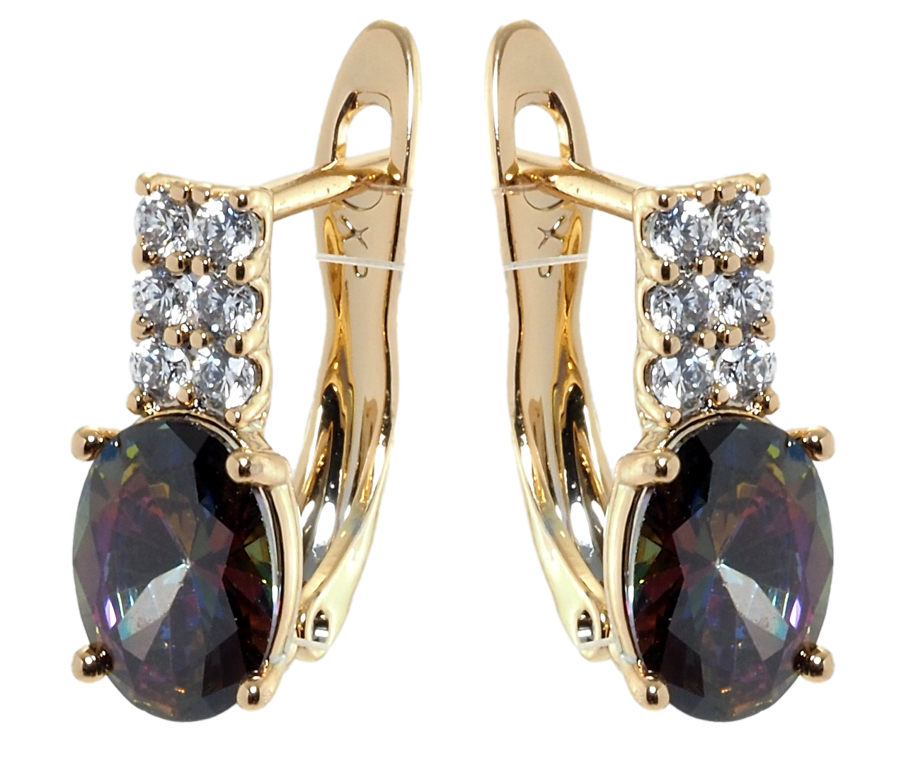 

Серьги Xuping Позолота 18K английский замок "Кристалл хамелеон на дужке с циркония"