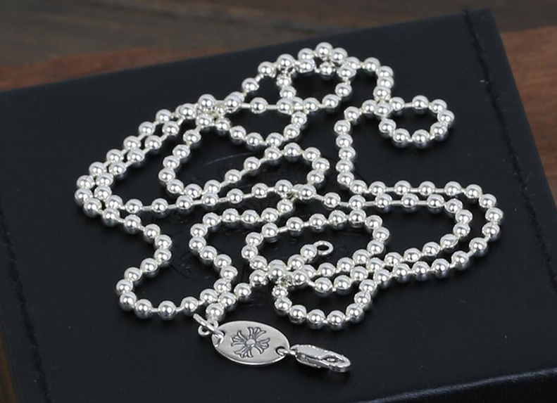 

Серебряная цепочка цепь шарики унисекс Chrome Hearts  см 3 мм 13,36 грамм