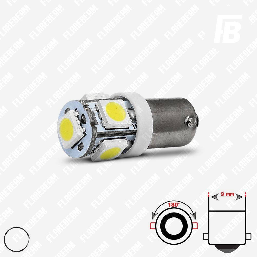 

Лампа LED цоколь BA9s (T4W, маленькая), 12 В, SMD 5050*05 (белый)