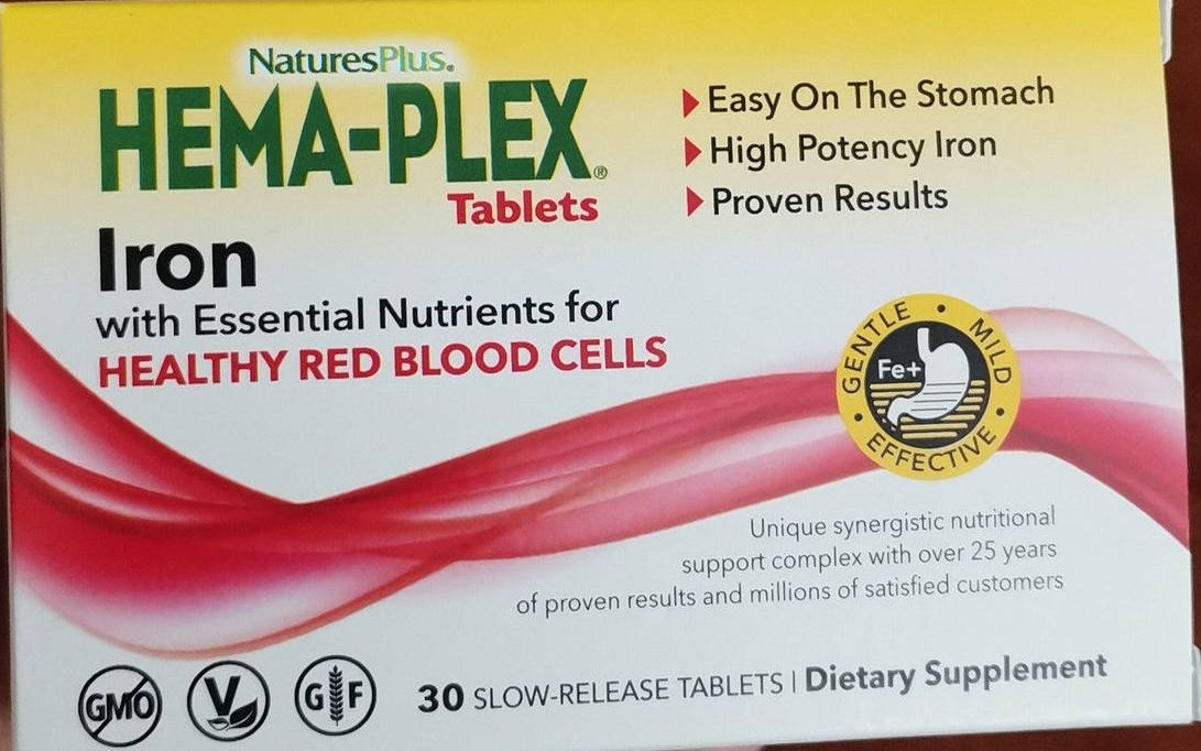 

Hema-Plex, 30 таблеток с длительным высвобождением Nature's Plus