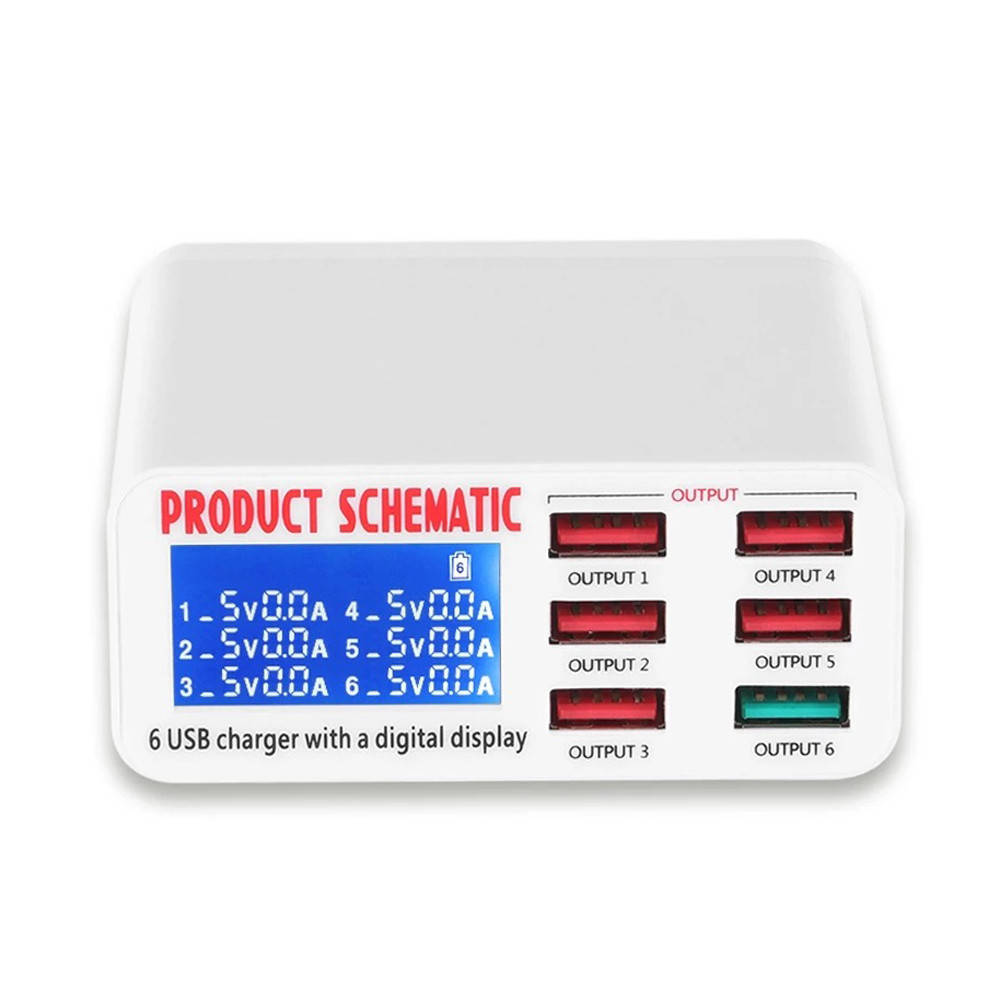 

Зарядная станция на 6 USB портов Digital Lion MCS-896, мультизарядное устройство c дисплеем, 40W, Белый