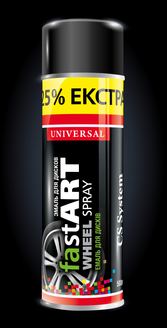 

Краска для автомобильных дисков "CS System FAST ART", Wheel Spray 9006, 500 мл, серебристая.