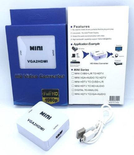 

Переходник с VGA на HDMI доп питанием MINI VGA2HDMI Белый, конвертер, перехідник з vga на hdmi