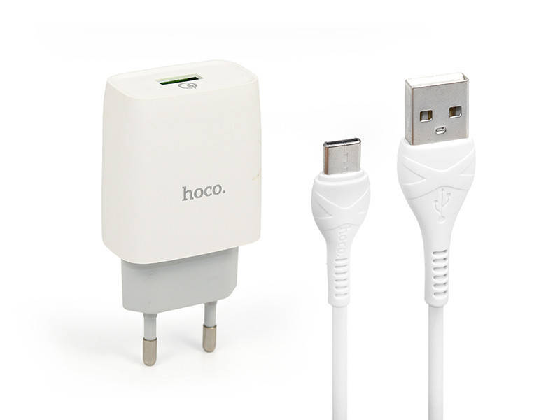 

Зарядное устройство 220В USB QC3.0 с кабелем USB - Type-C Hoco C72Q Glorious