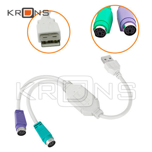 

Переходник USB - 2 ps/2 для клавиатуры и мыши, ps2, Черный