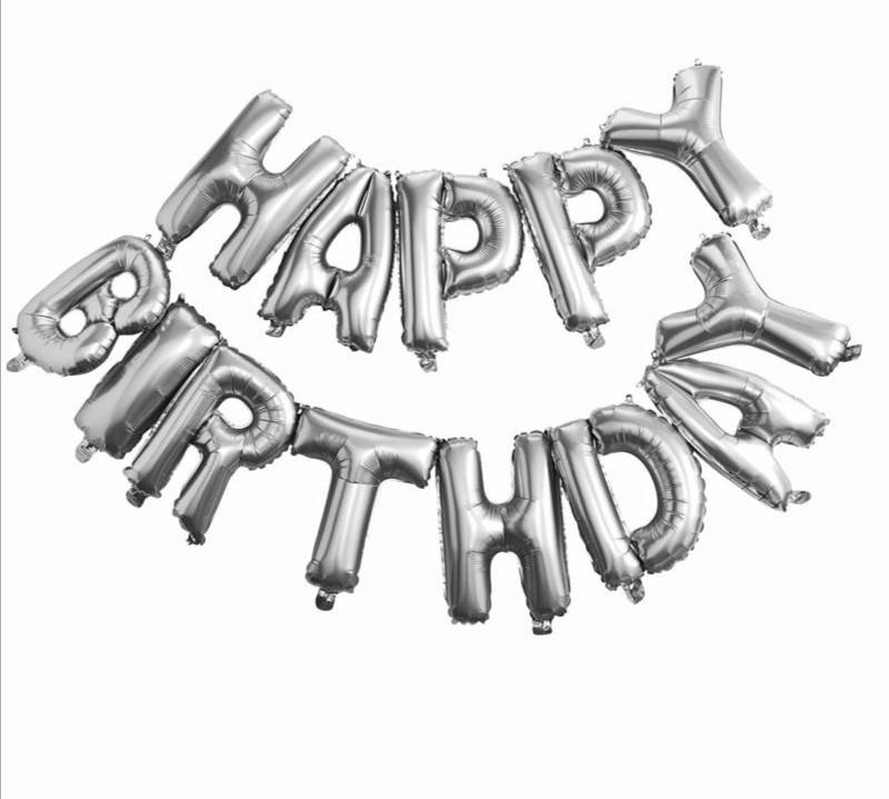 

Гирлянда - растяжка Happy Birthday серебряные буквы (УП), Серебристый