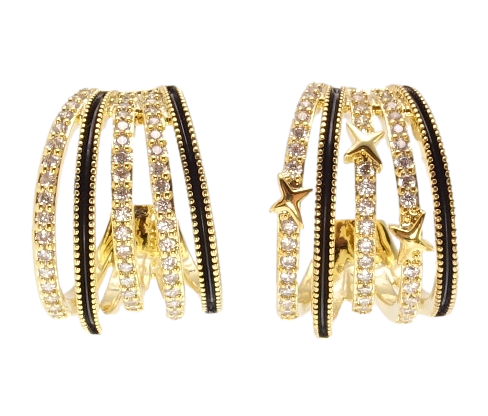 

Серьги Xuping JEAN GOUJON Позолота 14K игла серебро 925 гвоздики (пусеты) "Дуги с дорожками циркония и эмалью"