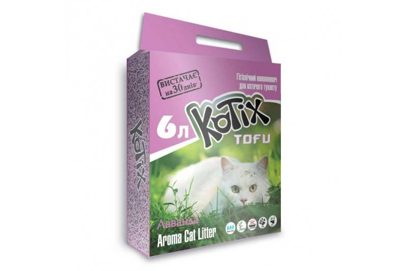 

Kotix Tofu Соевый наполнитель для кошачьего туалета, с ароматом лаванды - 6 л