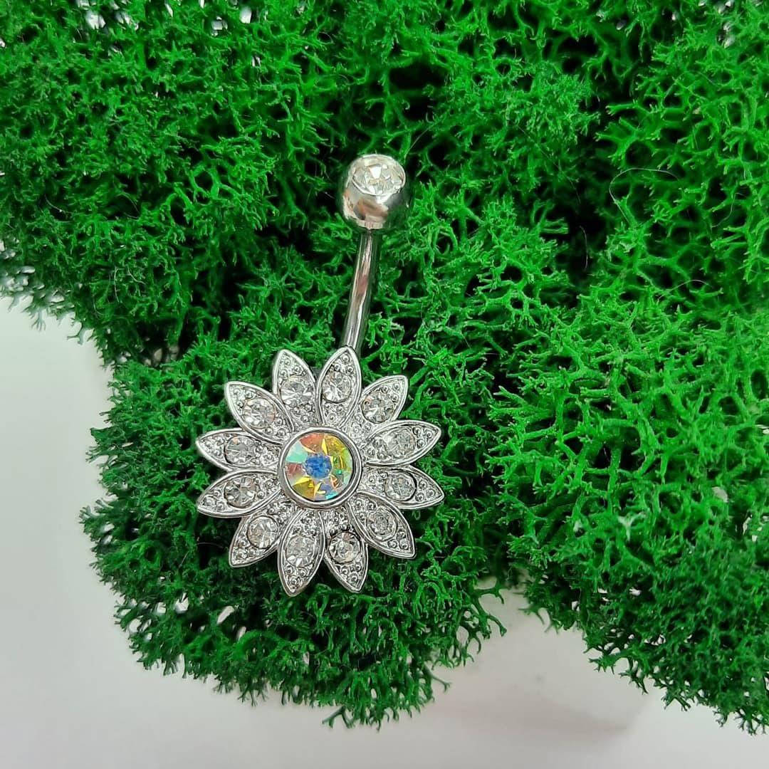 

Серьга для пирсинга пупка "Цветок" золото и серебро